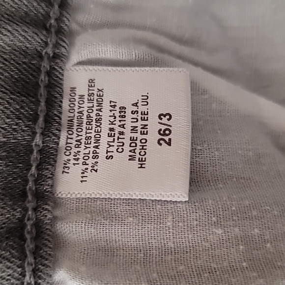 Karlie Fringe Skinny Stretch Mid-to-High-Rise Grey Jeans, Size 26 - Picture 5 of 9